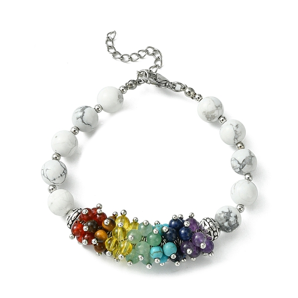 PandaHall Natural Howlite Beaded Bracelet, Chakra Gemstone Beaded Bracelets, with 304 Stainless Steel Lobster Claw Clasps, 7-3/8 inch...
PandaHall Natural Howlite Beaded Bracelet, Chakra Gemstone Beaded Bracelets, with 304 Stainless Steel Lobster Claw Clasps, 7-3/8 inch...