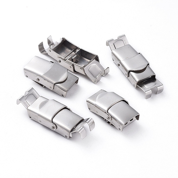 PandaHall 201 Stainless Steel Watch Band Clasps, with Three Sawtooth, Rectangle, Stainless Steel Color, 26x13x6mm, Hole: 10x2~3mm 201...
PandaHall 201 Stainless Steel Watch Band Clasps, with Three Sawtooth, Rectangle, Stainless Steel Color, 26x13x6mm, Hole: 10x2~3mm 201...