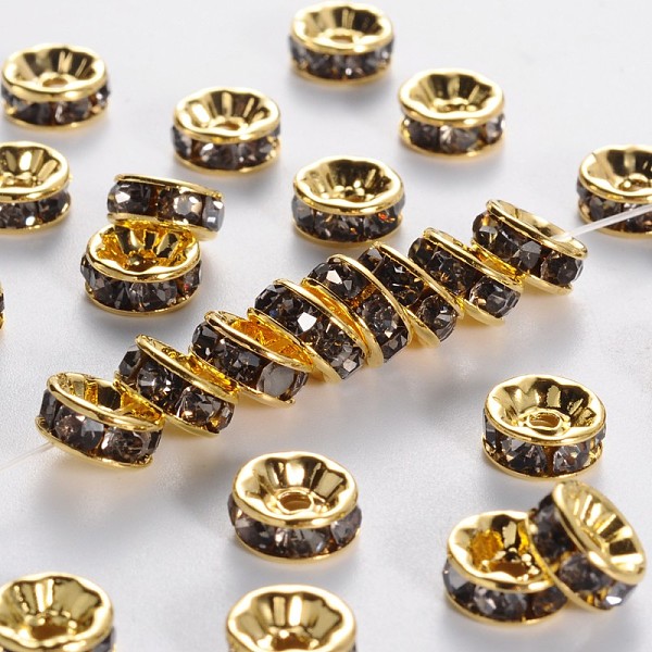 PandaHall Brass Grade A Rhinestone Spacer Beads, Golden Plated, Rondelle, Nickel Free, Black Diamond, 7x3.2mm, Hole: 1.2mm Brass+Rhinestone..., Gray
PandaHall Brass Grade A Rhinestone Spacer Beads, Golden Plated, Rondelle, Nickel Free, Black Diamond, 7x3.2mm, Hole: 1.2mm Brass+Rhinestone..., Gray