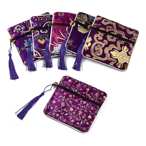 PandaHall Chinese Brocade Tassel Zipper Jewelry Bag Gift Pouch, Square with Flower Pattern, Dark Violet, 11.5~11.8x11.5~11.8x0.4~0.5cm Cloth...
PandaHall Chinese Brocade Tassel Zipper Jewelry Bag Gift Pouch, Square with Flower Pattern, Dark Violet, 11.5~11.8x11.5~11.8x0.4~0.5cm Cloth...
