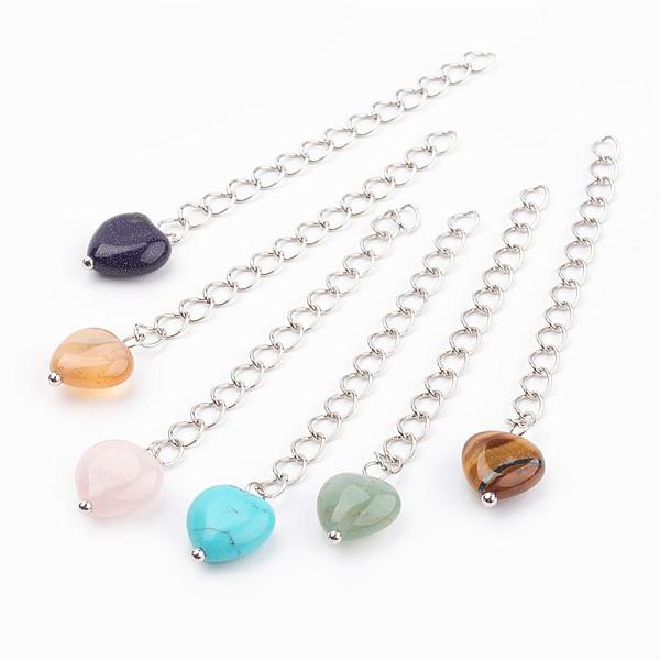 PandaHall Brass Chain Extender, with Gemstone Beads, Heart, Platinum, 73x4mm, Heart: 15x10x5mm Mixed Stone
PandaHall Brass Chain Extender, with Gemstone Beads, Heart, Platinum, 73x4mm, Heart: 15x10x5mm Mixed Stone