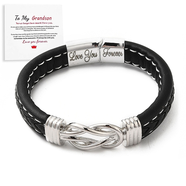 PandaHall Word Love You Forever Stainless Steel Interlocking Knot Link Bracelet, Braided Leather Wristband Gifts for Grandson, Black, 8-7/8...
PandaHall Word Love You Forever Stainless Steel Interlocking Knot Link Bracelet, Braided Leather Wristband Gifts for Grandson, Black, 8-7/8...
