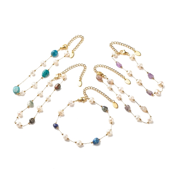 PandaHall Natural Gemstone & Pearl Beaded Bracelet, Gold Plated Stainless Steel Jewelry for Women, 7-1/4~7-1/2 inch(18.5~19cm) Mixed Stone
PandaHall Natural Gemstone & Pearl Beaded Bracelet, Gold Plated Stainless Steel Jewelry for Women, 7-1/4~7-1/2 inch(18.5~19cm) Mixed Stone