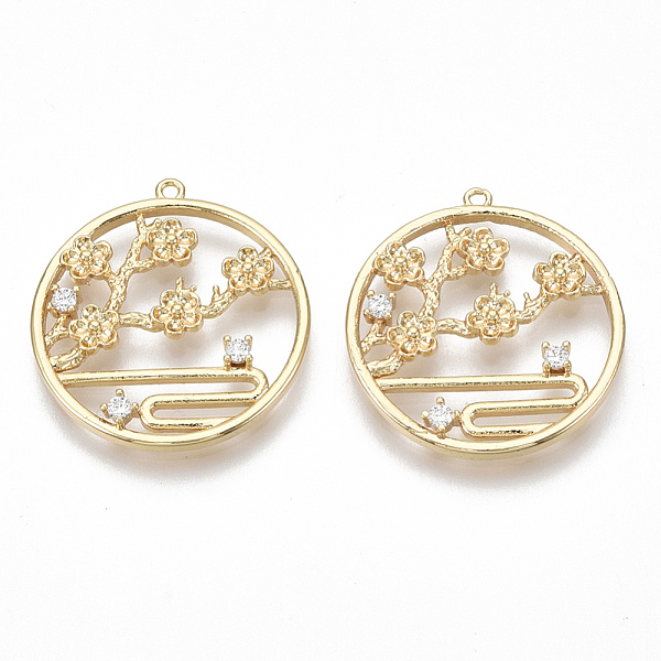 PandaHall Brass Micro Pave Clear Cubic Zirconia Pendants, Flat Round with Plum Blossom, Nickel Free, Real 18K Gold Plated, 21.5x20x2mm, Hole...
PandaHall Brass Micro Pave Clear Cubic Zirconia Pendants, Flat Round with Plum Blossom, Nickel Free, Real 18K Gold Plated, 21.5x20x2mm, Hole...