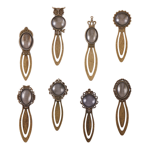 PandaHall 16 Sets 8 Style Antique Bronze Iron Bookmark Cabochon Settings With Round &Oval Total 16pcs Clear Glass Cabochons for DIY...
PandaHall 16 Sets 8 Style Antique Bronze Iron Bookmark Cabochon Settings With Round &Oval Total 16pcs Clear Glass Cabochons for DIY...
