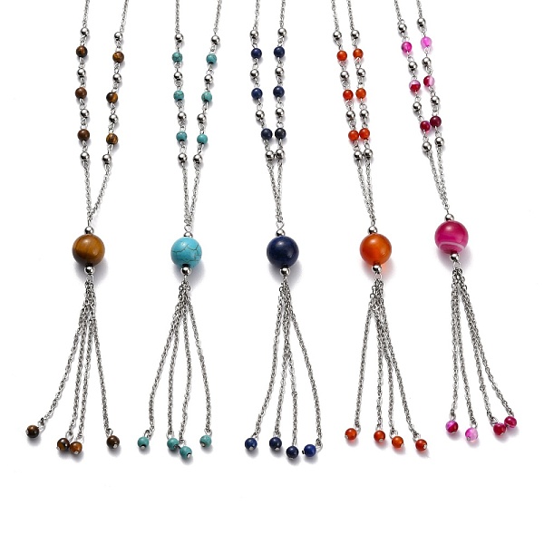 PandaHall 304 Stainless Steel Pendant Necklaces, with Cable Chains and Natural & Synthetic Gemstone Round Beads, Stainless Steel Color...
PandaHall 304 Stainless Steel Pendant Necklaces, with Cable Chains and Natural & Synthetic Gemstone Round Beads, Stainless Steel Color...