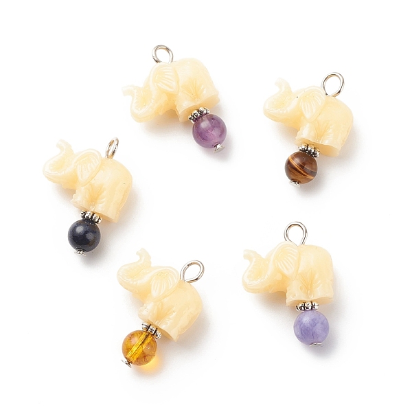 PandaHall Opaque Resin and Natural Mixed Stone Pendants, with Iron and Alloy Findings, Elephant Charm with Round, Platinum, 23x17x8mm, Hole...
PandaHall Opaque Resin and Natural Mixed Stone Pendants, with Iron and Alloy Findings, Elephant Charm with Round, Platinum, 23x17x8mm, Hole...