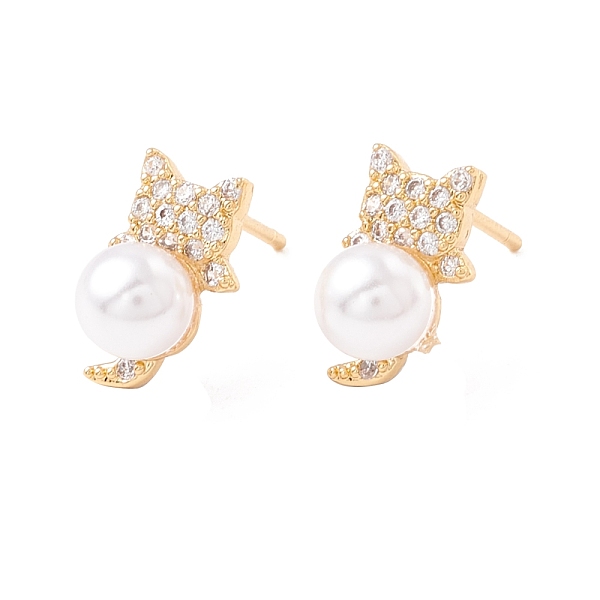 PandaHall Cubic Zirconia Cat Stud Earrings with Acrylic Pearl, Brass Jewelry for Women, Lead Free & Cadmium Free, Real 18K Gold Plated..., White
PandaHall Cubic Zirconia Cat Stud Earrings with Acrylic Pearl, Brass Jewelry for Women, Lead Free & Cadmium Free, Real 18K Gold Plated..., White