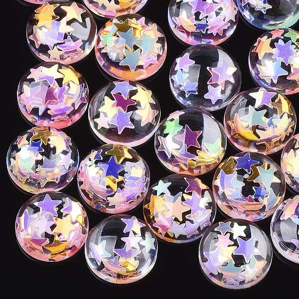 PandaHall Resin Cabochons, with Paillette, Dome/Half Round, Colorful, 14x4~5mm Resin Half Round
PandaHall Resin Cabochons, with Paillette, Dome/Half Round, Colorful, 14x4~5mm Resin Half Round