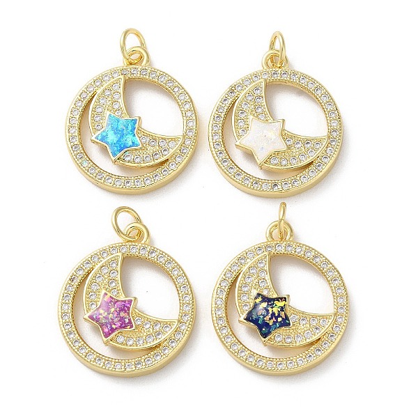 PandaHall Brass Micro Pave Clear Cubic Zirconia Pendants, with Synthetic Opal and Jump Ring, Real 18K Gold Plated, Flat Round with Moon and..., Multicolor
PandaHall Brass Micro Pave Clear Cubic Zirconia Pendants, with Synthetic Opal and Jump Ring, Real 18K Gold Plated, Flat Round with Moon and..., Multicolor