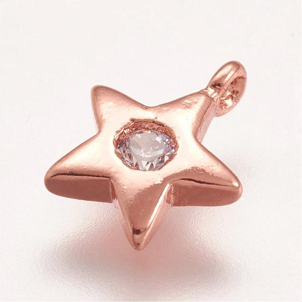PandaHall Brass Micro Pave Cubic Zirconia Charms, Star, Rose Gold, 8.5x7x2mm, Hole: 1mm Brass+Cubic Zirconia Star
PandaHall Brass Micro Pave Cubic Zirconia Charms, Star, Rose Gold, 8.5x7x2mm, Hole: 1mm Brass+Cubic Zirconia Star
