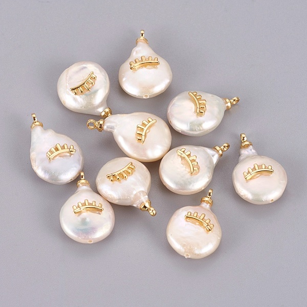 PandaHall Natural Cultured Freshwater Pearl Pendants, with Brass Findings, Long-Lasting Plated, Nuggets with Eyelash, Real 18K Gold Plated..., White
PandaHall Natural Cultured Freshwater Pearl Pendants, with Brass Findings, Long-Lasting Plated, Nuggets with Eyelash, Real 18K Gold Plated..., White