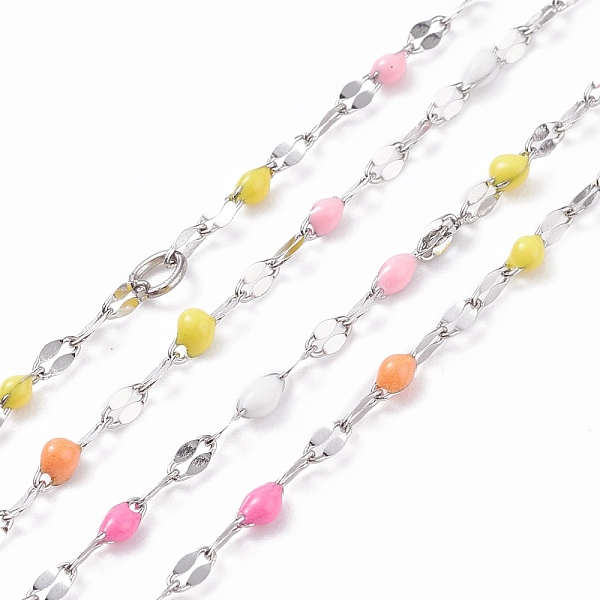 PandaHall 304 Stainless Steel Dapped Flat Oval Link Chains, Cable Chains, with Colorful Enamel and Spool, Soldered, Stainless Steel Color...
PandaHall 304 Stainless Steel Dapped Flat Oval Link Chains, Cable Chains, with Colorful Enamel and Spool, Soldered, Stainless Steel Color...