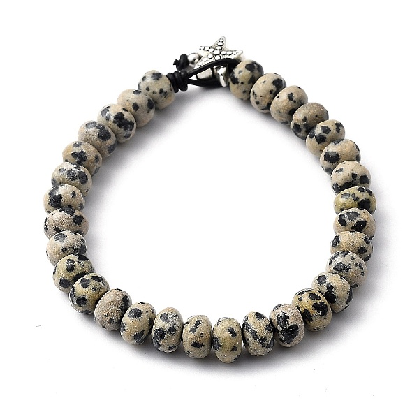 PandaHall Natural Dalmatian Jasper Beaded Bracelets, with Cowhide Leather Cord, 201 Stainless Steel Round Beads and Starfish Alloy Beads...
PandaHall Natural Dalmatian Jasper Beaded Bracelets, with Cowhide Leather Cord, 201 Stainless Steel Round Beads and Starfish Alloy Beads...