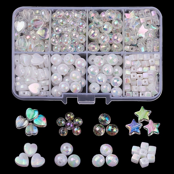 PandaHall Eco-Friendly Transparent & Opaque Poly Styrene Acrylic Beads Set, AB Color, Round & Cube & Star & Heart, Clear AB, 355pcs/box..., White
PandaHall Eco-Friendly Transparent & Opaque Poly Styrene Acrylic Beads Set, AB Color, Round & Cube & Star & Heart, Clear AB, 355pcs/box..., White