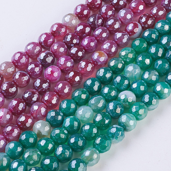 PandaHall Natural Striped Agate/Banded Agate Beads Strands, Pearl Luster Plated, Faceted, Round, Mixed Color, 8mm, Hole: 1.2mm, about..., Multicolor
PandaHall Natural Striped Agate/Banded Agate Beads Strands, Pearl Luster Plated, Faceted, Round, Mixed Color, 8mm, Hole: 1.2mm, about..., Multicolor