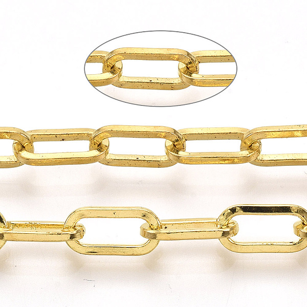 PandaHall Unwelded Iron Paperclip Chains, Flat Oval, Drawn Elongated Cable Chains, with Spool, Golden, 9.5x4.5x1mm, about 82.02 Feet...
PandaHall Unwelded Iron Paperclip Chains, Flat Oval, Drawn Elongated Cable Chains, with Spool, Golden, 9.5x4.5x1mm, about 82.02 Feet...