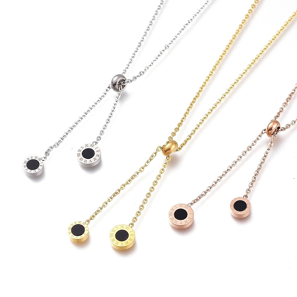 PandaHall Adjustable 304 Stainless Steel Lariat Necklaces, with Plastic and Lobster Claw Clasps, Flat Round with Roman Numerals, Black...
PandaHall Adjustable 304 Stainless Steel Lariat Necklaces, with Plastic and Lobster Claw Clasps, Flat Round with Roman Numerals, Black...
