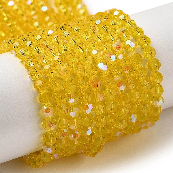 PandaHall Electroplate Transparent Glass Beads Strands, Faceted, Round, Rainbow Plated, Yellow, 4mm, Hole: 0.7mm, about 87~93pcs/strand...
PandaHall Electroplate Transparent Glass Beads Strands, Faceted, Round, Rainbow Plated, Yellow, 4mm, Hole: 0.7mm, about 87~93pcs/strand...