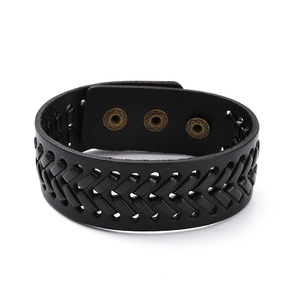 PandaHall Vintage Cowhide Leather Braided Cord Bracelet for Men, Hollow Wide Band Bracelet with Iron & Alloy Snap Button, Antique Golden..., Black
PandaHall Vintage Cowhide Leather Braided Cord Bracelet for Men, Hollow Wide Band Bracelet with Iron & Alloy Snap Button, Antique Golden..., Black
