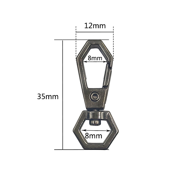 PandaHall Alloy Swivel Clasps, for Bag Making, Gunmetal, 35x12mm, Hole: 8mm Alloy Rhombus
PandaHall Alloy Swivel Clasps, for Bag Making, Gunmetal, 35x12mm, Hole: 8mm Alloy Rhombus
