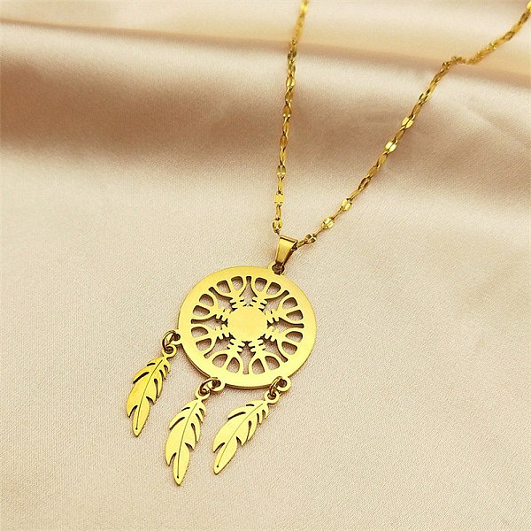 PandaHall Woven Net/Web with Feather 304 Stainless Steel Pendant Necklaces for Women, Golden, 15.94 inch(40.5cm) 304 Stainless Steel Others
PandaHall Woven Net/Web with Feather 304 Stainless Steel Pendant Necklaces for Women, Golden, 15.94 inch(40.5cm) 304 Stainless Steel Others