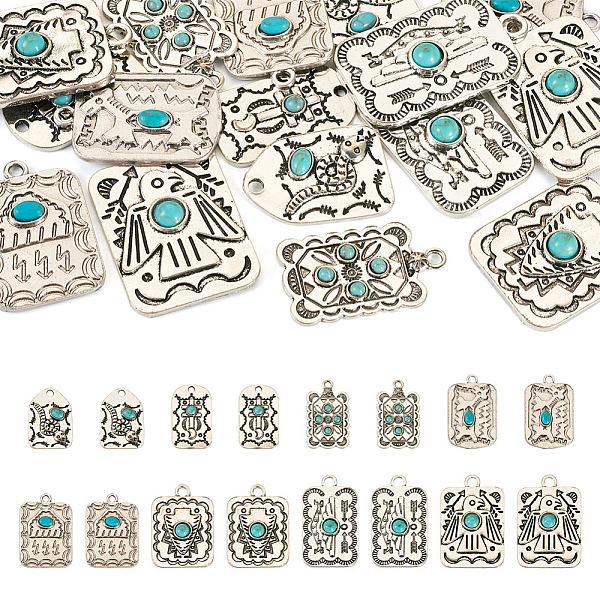 PandaHall 16Pcs 8 Styles Synthetic Turquoise Pendants, with Rack Plating Alloy Findings, Rectangle & Arch Shape, Antique Silver...
PandaHall 16Pcs 8 Styles Synthetic Turquoise Pendants, with Rack Plating Alloy Findings, Rectangle & Arch Shape, Antique Silver...