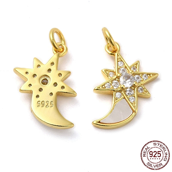 PandaHall 925 Sterling Silver Micro Pave Cubic Zirconia Pendants, Moon & Star Charm, with Shell & 925 Stamp & Jump Ring, Real 18K Gold..., Clear
PandaHall 925 Sterling Silver Micro Pave Cubic Zirconia Pendants, Moon & Star Charm, with Shell & 925 Stamp & Jump Ring, Real 18K Gold..., Clear