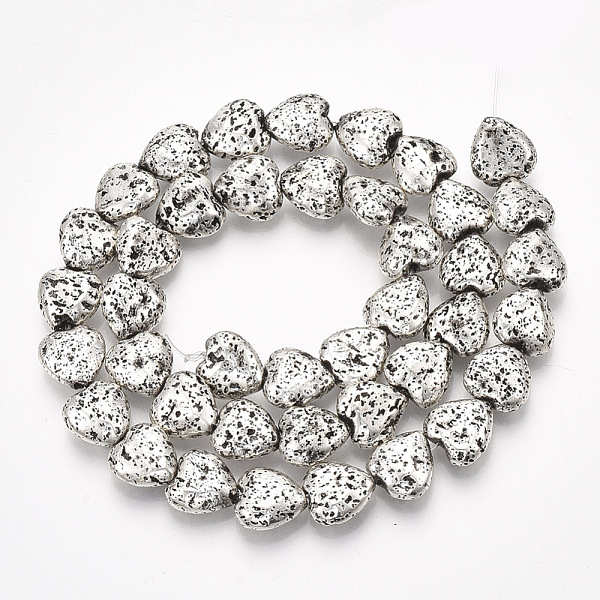PandaHall Electroplated Natural Lava Rock Beads Strands, Bumpy, Heart, Platinum Plated, 11x10~10.5x4.5~5mm, Hole: 1mm, about 40pcs/strand...
PandaHall Electroplated Natural Lava Rock Beads Strands, Bumpy, Heart, Platinum Plated, 11x10~10.5x4.5~5mm, Hole: 1mm, about 40pcs/strand...
