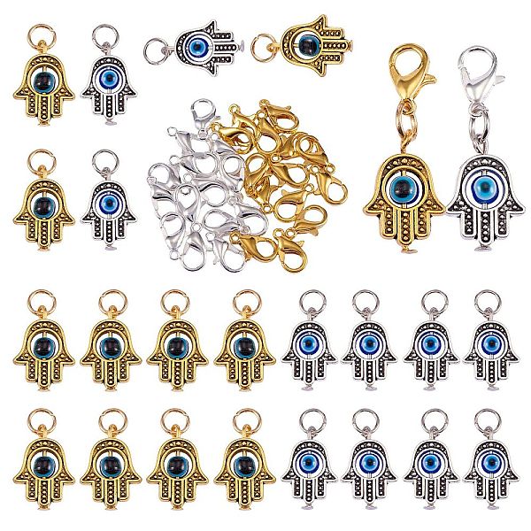 PandaHall DIY Pendant Decoration Making Kits, Including Alloy Hamsa Hand with Evil Eye Pendants & Lobster Claw Clasps, Mixed Color...
PandaHall DIY Pendant Decoration Making Kits, Including Alloy Hamsa Hand with Evil Eye Pendants & Lobster Claw Clasps, Mixed Color...