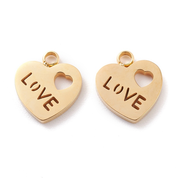 PandaHall Ion Plating(IP) 304 Stainless Steel Charms, Laser Cut, Heart with Word Love, for Valentine's Day, Golden, 12.5x11x1.5mm, Hole...
PandaHall Ion Plating(IP) 304 Stainless Steel Charms, Laser Cut, Heart with Word Love, for Valentine's Day, Golden, 12.5x11x1.5mm, Hole...