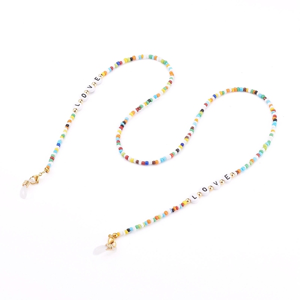 PandaHall Eyeglasses Chains, Neck Strap for Eyeglasses, with Glass Seed Beads, Acrylic Letter Beads and Rubber Loop Ends, Word Love, Golden...
PandaHall Eyeglasses Chains, Neck Strap for Eyeglasses, with Glass Seed Beads, Acrylic Letter Beads and Rubber Loop Ends, Word Love, Golden...
