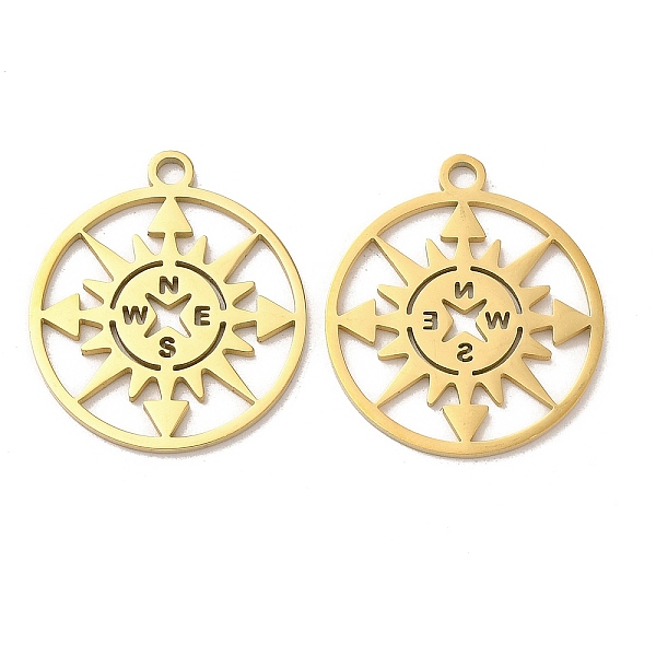 PandaHall Ion Plating(IP) 304 Stainless Steel Pendants, Flat Round with Compass Charm, Real 18K Gold Plated, 27x24x1mm, Hole: 2.2mm 304...
PandaHall Ion Plating(IP) 304 Stainless Steel Pendants, Flat Round with Compass Charm, Real 18K Gold Plated, 27x24x1mm, Hole: 2.2mm 304...
