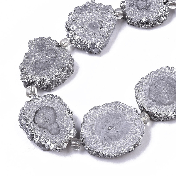 PandaHall Electroplated Natural Quartz Beads Strands, Solar Quartz, Dyed, Flower, Silver, 12~25x12~25x5mm, Hole: 1.2mm, about 9~10pcs/strand...
PandaHall Electroplated Natural Quartz Beads Strands, Solar Quartz, Dyed, Flower, Silver, 12~25x12~25x5mm, Hole: 1.2mm, about 9~10pcs/strand...
