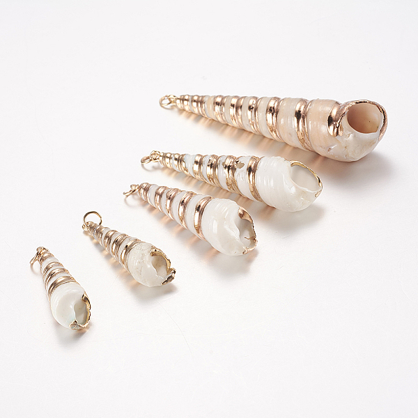 PandaHall Electroplate Spiral Shell Pendants, with Brass Findings, Screw Shell, Golden, 36~67x10~17mm, Hole: 3mm Spiral Shell Shell Shape
PandaHall Electroplate Spiral Shell Pendants, with Brass Findings, Screw Shell, Golden, 36~67x10~17mm, Hole: 3mm Spiral Shell Shell Shape