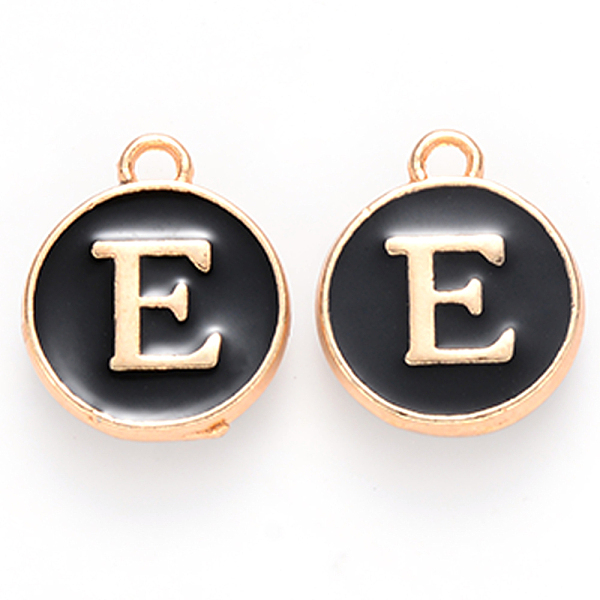 PandaHall Golden Plated Alloy Charms, Cadmium Free & Lead Free, with Enamel, Enamelled Sequins, Flat Round with Letter, Black, Letter.E...
PandaHall Golden Plated Alloy Charms, Cadmium Free & Lead Free, with Enamel, Enamelled Sequins, Flat Round with Letter, Black, Letter.E...