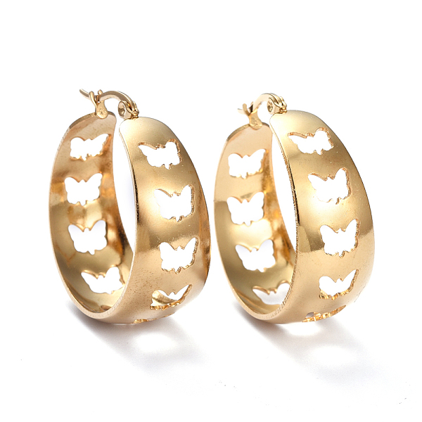 PandaHall 201 Stainless Steel Thick Hoop Earrings, with 304 Stainless Steel Pins, Hollow Butterfly, Golden, 32x28x12mm, Pin: 1.5mm 304...
PandaHall 201 Stainless Steel Thick Hoop Earrings, with 304 Stainless Steel Pins, Hollow Butterfly, Golden, 32x28x12mm, Pin: 1.5mm 304...