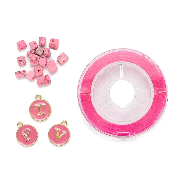 PandaHall 26Pcs Flat Round Initial Letter A~Z Alphabet Enamel Charms, 20G Synthetic Turquoise Chip Beads and Elastic Thread, for DIY Jewelry..., Pink
PandaHall 26Pcs Flat Round Initial Letter A~Z Alphabet Enamel Charms, 20G Synthetic Turquoise Chip Beads and Elastic Thread, for DIY Jewelry..., Pink