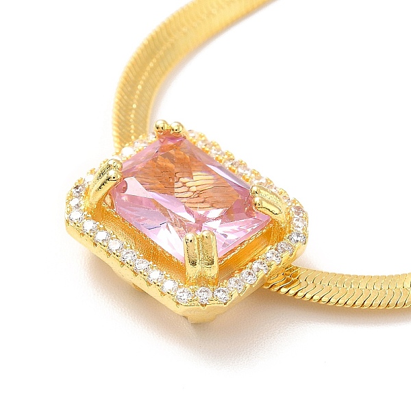 PandaHall Pink Cubic Zirconia Rectangle Pendant Necklace with Flat Snake Chain for Women, Cadmium Free & Lead Free, Real 18K Gold Plated...
PandaHall Pink Cubic Zirconia Rectangle Pendant Necklace with Flat Snake Chain for Women, Cadmium Free & Lead Free, Real 18K Gold Plated...