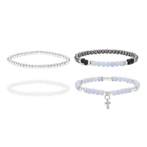 PandaHall 4Pcs 4 Style Natural Ang & Lava Rock & Opalite Round Beaded Stretch Bracelets Set, Clear Cubic Zirconia Cross Charm Stackable..., Multicolor
PandaHall 4Pcs 4 Style Natural Ang & Lava Rock & Opalite Round Beaded Stretch Bracelets Set, Clear Cubic Zirconia Cross Charm Stackable..., Multicolor