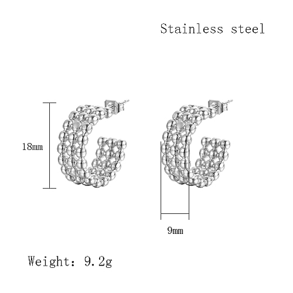 PandaHall 304 Stainless Steel Round Stud Earrings, Half Hoop Earrings, Stainless Steel Color, 18x9mm 304 Stainless Steel Round
PandaHall 304 Stainless Steel Round Stud Earrings, Half Hoop Earrings, Stainless Steel Color, 18x9mm 304 Stainless Steel Round