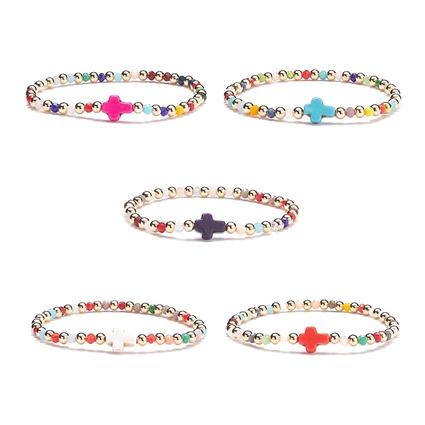PandaHall Synthetic Turquoise(Dyed) Cross Stretch Bracelet with Glass for Women, Mixed Color, Inner Diameter: 2-1/4 inch(5.6cm) Synthetic..., Multicolor
PandaHall Synthetic Turquoise(Dyed) Cross Stretch Bracelet with Glass for Women, Mixed Color, Inner Diameter: 2-1/4 inch(5.6cm) Synthetic..., Multicolor