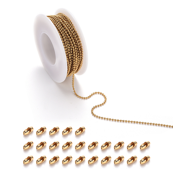 PandaHall 304 Stainless Steel Ball Chains and Ball Chain Connectors Set, Golden, 1.5mm, about 10m/roll Stainless Steel
PandaHall 304 Stainless Steel Ball Chains and Ball Chain Connectors Set, Golden, 1.5mm, about 10m/roll Stainless Steel