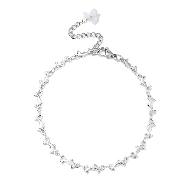 PandaHall 304 Stainless Steel Dolphin Link Chain Anklet, with Natural Aquamarine Chips Charms, Stainless Steel Color, 8-1/4 inch(21cm)...
PandaHall 304 Stainless Steel Dolphin Link Chain Anklet, with Natural Aquamarine Chips Charms, Stainless Steel Color, 8-1/4 inch(21cm)...