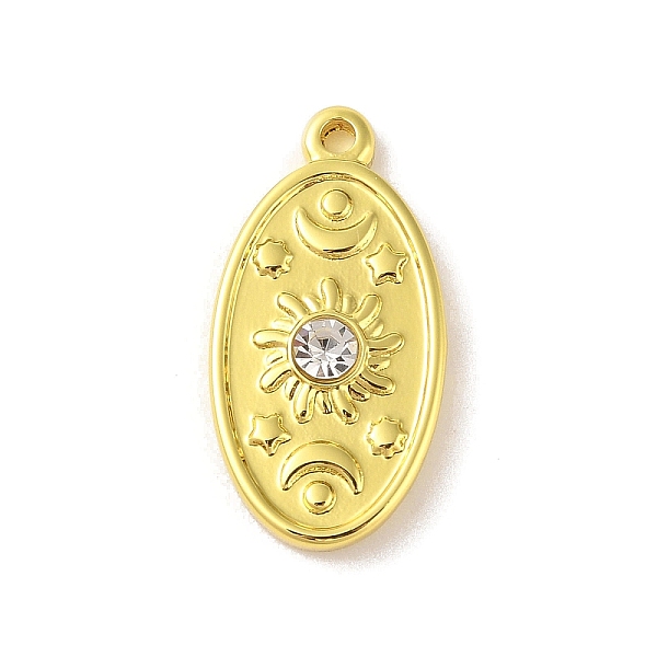 PandaHall 304 Stainless Steel Pendants, with Rhinestone, Oval, Moon & Sun, Real 18K Gold Plated, 25.5x13x4mm, Hole: 1.6mm Stainless..., Clear
PandaHall 304 Stainless Steel Pendants, with Rhinestone, Oval, Moon & Sun, Real 18K Gold Plated, 25.5x13x4mm, Hole: 1.6mm Stainless..., Clear