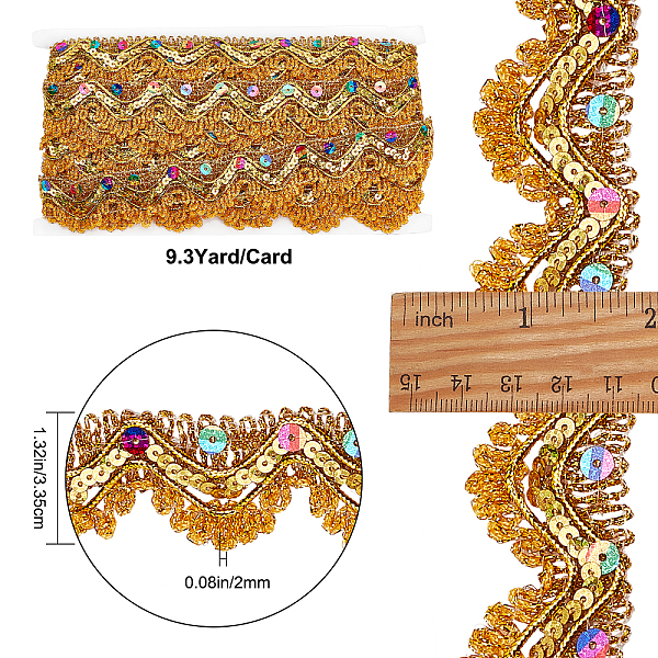PandaHall GORGECRAFT 9.3Yd 1.3 Inch Yellow Beaded Lace Trim Sequined Fabric Ribbon Glitter Mesh Decorative Wedding Flat Bling Paillette..., Gold
PandaHall GORGECRAFT 9.3Yd 1.3 Inch Yellow Beaded Lace Trim Sequined Fabric Ribbon Glitter Mesh Decorative Wedding Flat Bling Paillette..., Gold
