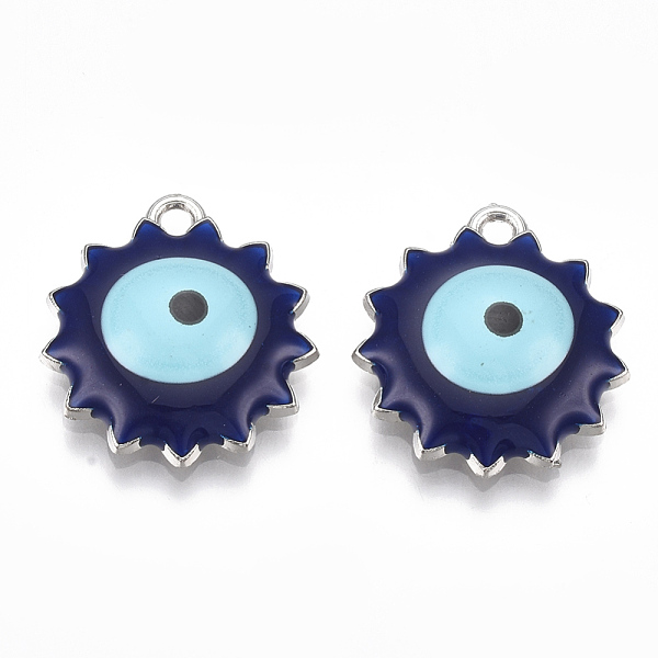 PandaHall Alloy Pendants, with Enamel, Flower with Evil Eye, Platinum, Midnight Blue, 21x19x4.5mm, Hole: 1.8mm Alloy+Enamel Evil Eye Blue
PandaHall Alloy Pendants, with Enamel, Flower with Evil Eye, Platinum, Midnight Blue, 21x19x4.5mm, Hole: 1.8mm Alloy+Enamel Evil Eye Blue