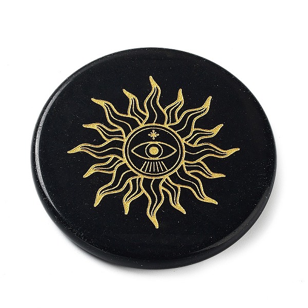 PandaHall Natural Obsidian Display Decorations, Home Decorations, Flat Round, Sun, 54x5.5mm Obsidian Sun
PandaHall Natural Obsidian Display Decorations, Home Decorations, Flat Round, Sun, 54x5.5mm Obsidian Sun