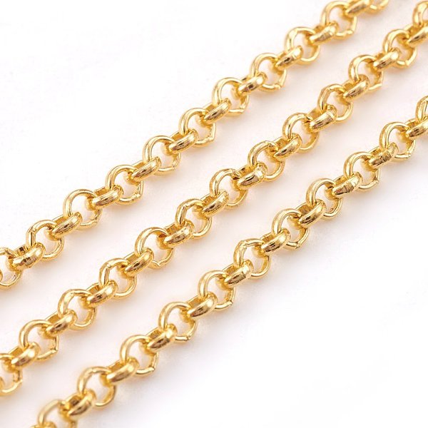 PandaHall Iron Rolo Chains, Belcher Chain, Unwelded, Golden, with Spool, Link: about 2.5mm in diameter, 0.8mm thick, about 328.08 Feet...
PandaHall Iron Rolo Chains, Belcher Chain, Unwelded, Golden, with Spool, Link: about 2.5mm in diameter, 0.8mm thick, about 328.08 Feet...