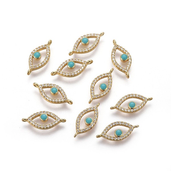 PandaHall Brass Links, with Enamel and Micro Pave Cubic Zirconia, Long-Lasting Plated, Eye, Turquoise, Real 18K Gold Plated, 7x17x2mm, Hole..., Green
PandaHall Brass Links, with Enamel and Micro Pave Cubic Zirconia, Long-Lasting Plated, Eye, Turquoise, Real 18K Gold Plated, 7x17x2mm, Hole..., Green